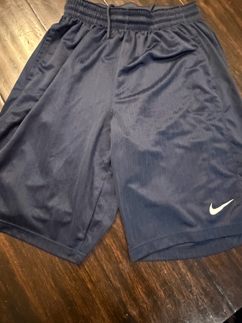 Nike Navy Athletic Shorts with White Swoosh size large